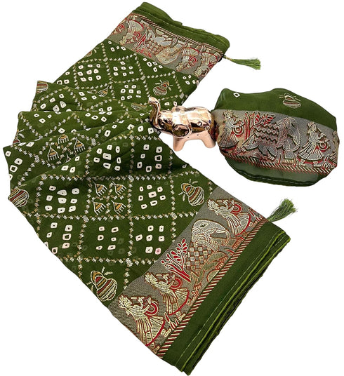 Vasthrlay Bandhani Georgette Kalamkari