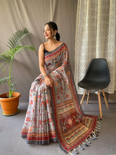 Vasthrlay Cotton Kalamkari Printed Ethnic Wear