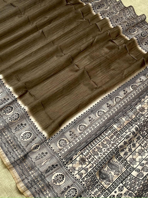 Vasthrlay Tussar Saree Kalamkari