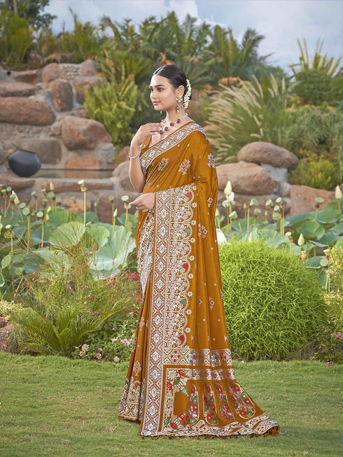 Vasthrlay Banarasi Mustard Jacquard Piece Mn1942