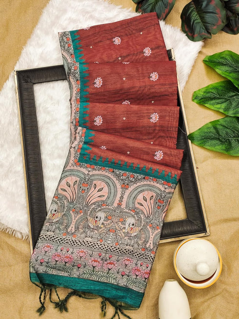 Vasthrlay Saree Traditional Kalamkari Printed Designer