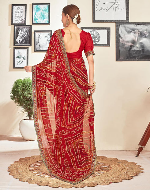 Vasthrlay Georgette Embroidery Unstitched Pink Saree