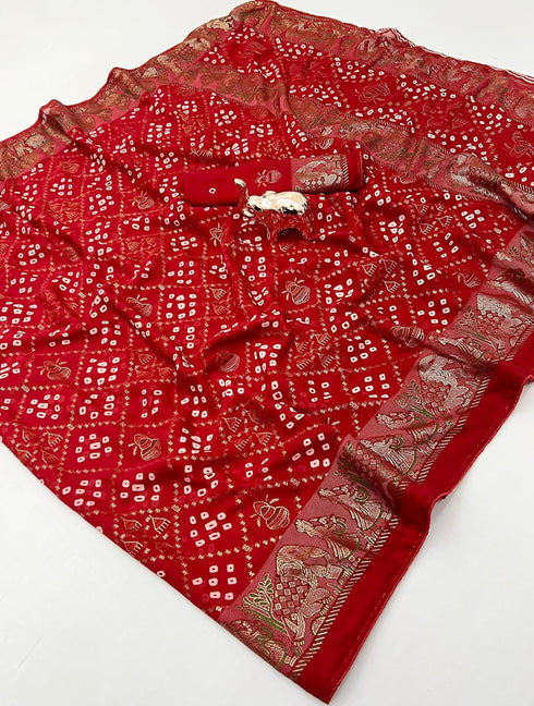 Vasthrlay Bandhani Georgette Kalamkari