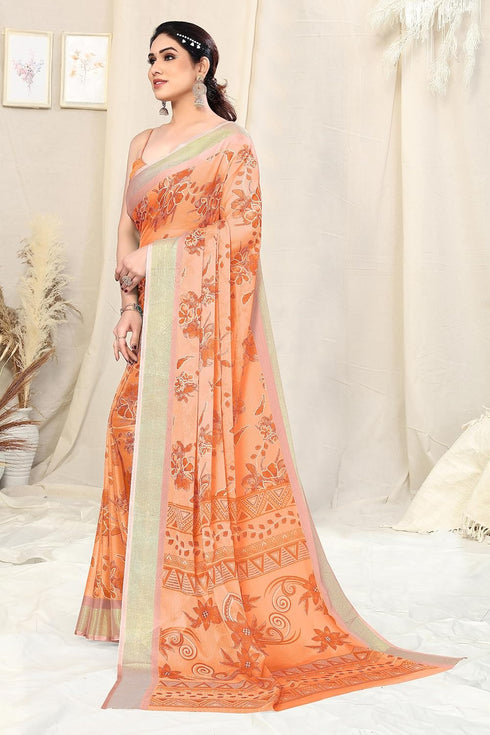 Vasthrlay Fashion Jacquard Geomatric Peach Ethnic Wear