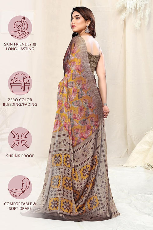 Vasthrlay Fashion Chiffon Georgette Beige Ethnic Wear