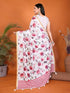 Vasthrlay White Womens Linen Ready To Wear Saree