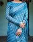 Vasthrlay Turquoise Floral Embroidered Saree