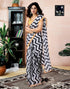 Vasthrlay Printed Chanderi Unstitched Teal Saree