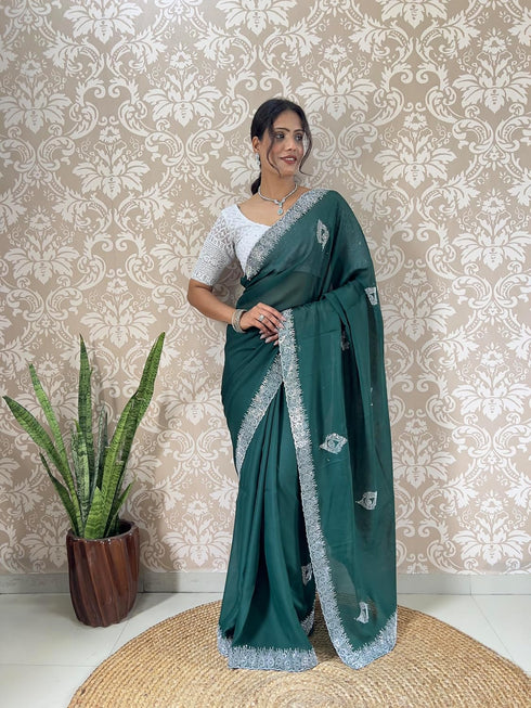 Vasthrlay Georgette Embellishments Embroidered Traditional