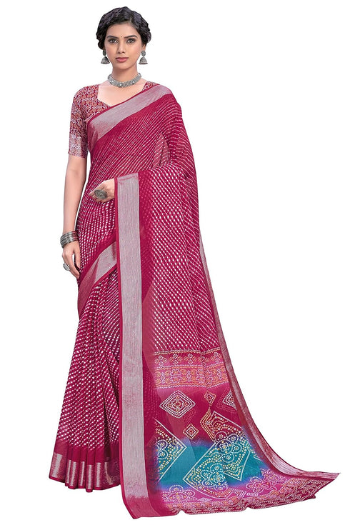 Vasthrlay Bandhani Chiffon Rani Ethnic Wear