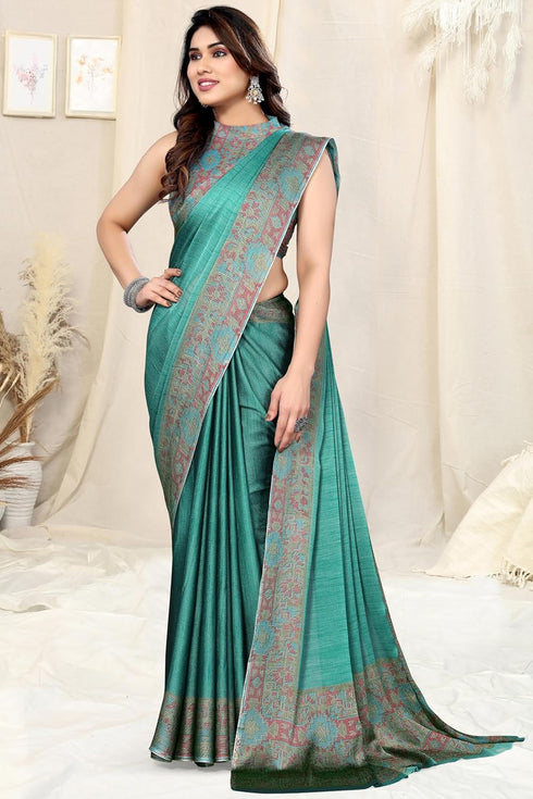 Vasthrlay Fashion Chiffon Dusty Turquoise Ethnic Wear