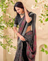Vasthrlay Georgette Printed Black Saree With Unstitched Blouse Piece