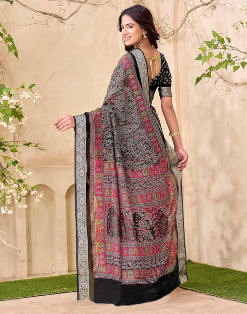 Vasthrlay Georgette Printed Unstitched Red Saree