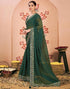 Vasthrlay Bandhani Embroidery Unstitched Rama Green Saree