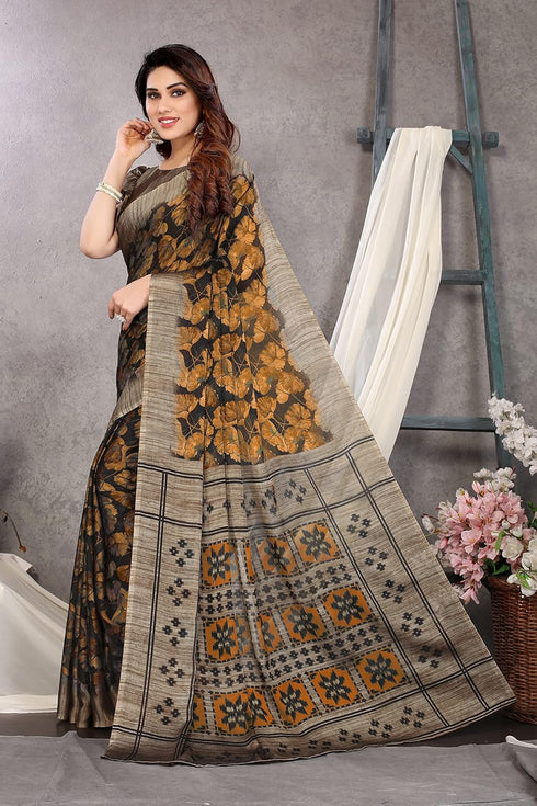 Vasthrlay Fashion Chiffon Georgette Beige Ethnic Wear