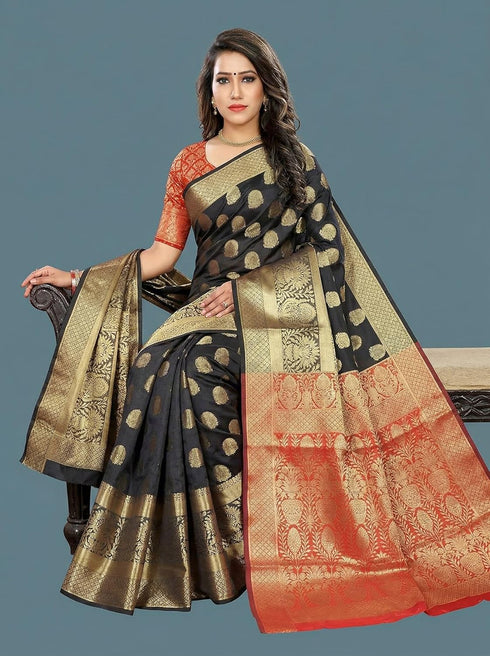 Vasthrlay Rich Red Black Ethnic Wear