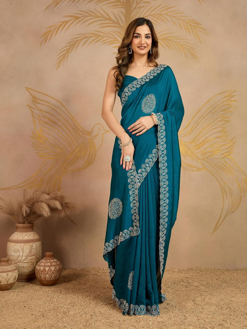 Vasthrlay Siroski Unstitched Morpeach Ethnic Wear
