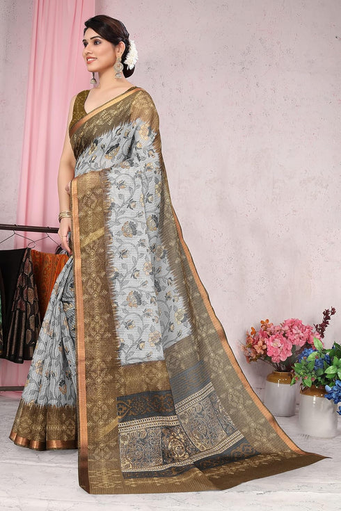 Vasthrlay Fashion Polyester Printed White Ethnic Wear