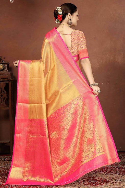 Vsathrlay Gold Kanjivaram Banarasi Festival Ethnic Wear