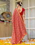 Vasthrlay Bandhani Printed Red Saree With Unstitched Blouse Piece
