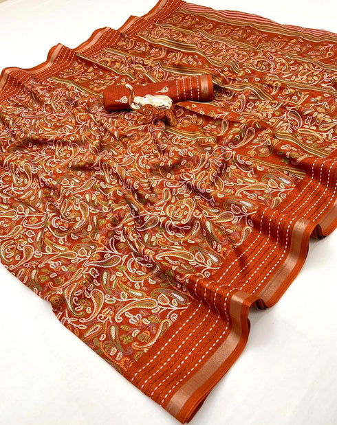 Vasthrlay Tussar Floral Bandhani