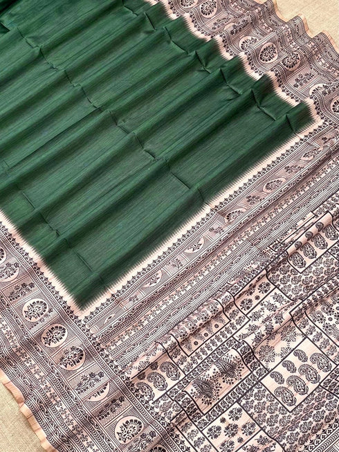 Vasthrlay Tussar Saree Kalamkari