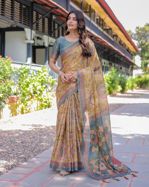 Vasthrlay Handloom Cotton Tassels Saree