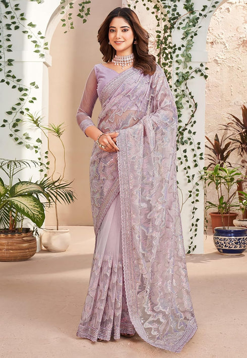 Vasthrlay Embroidery Unstitch Purple Ethnic Wear