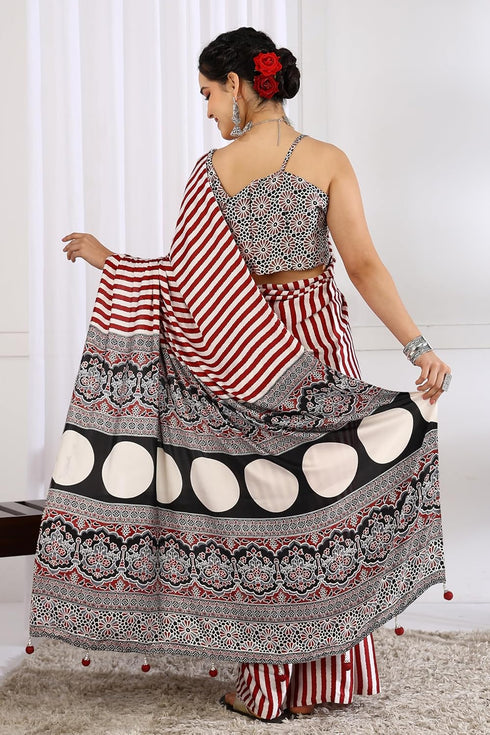Vasthrlay Fashion Stripes Printed Ethnic Wear
