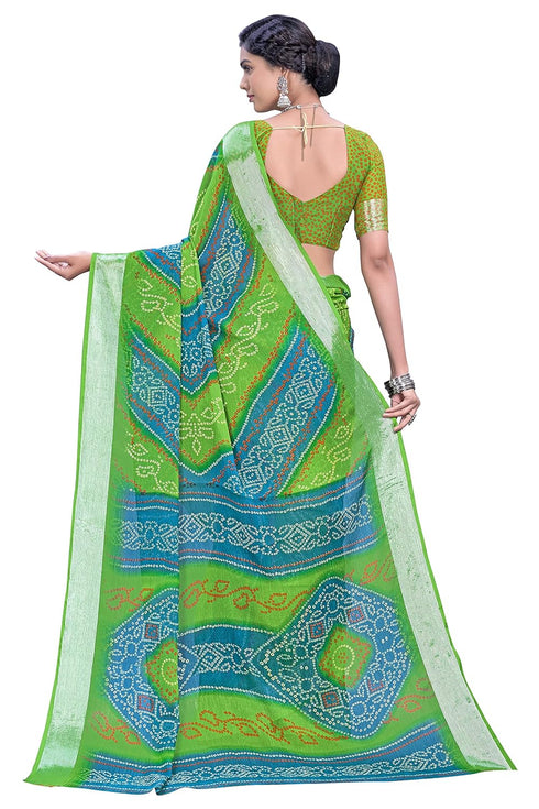 Vasthrlay Bandhani Chiffon Blue Ethnic Wear