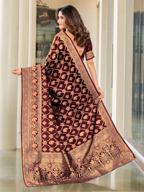 Vasthrlay Kanjivaram Satin Orange Ethnic Wear