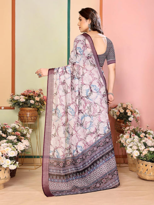 VasthrlayDigital Printed Unstitched Brown Free Ethnic Wear