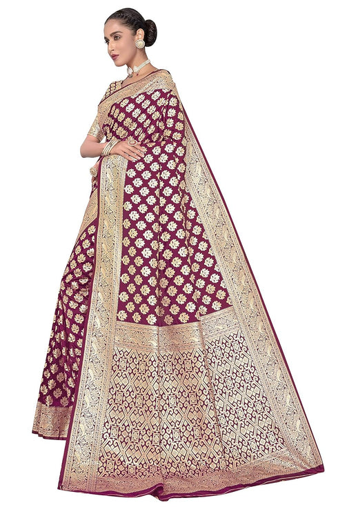 Vasthrlay Banarasi Bridal Maroon Ethnic Wear