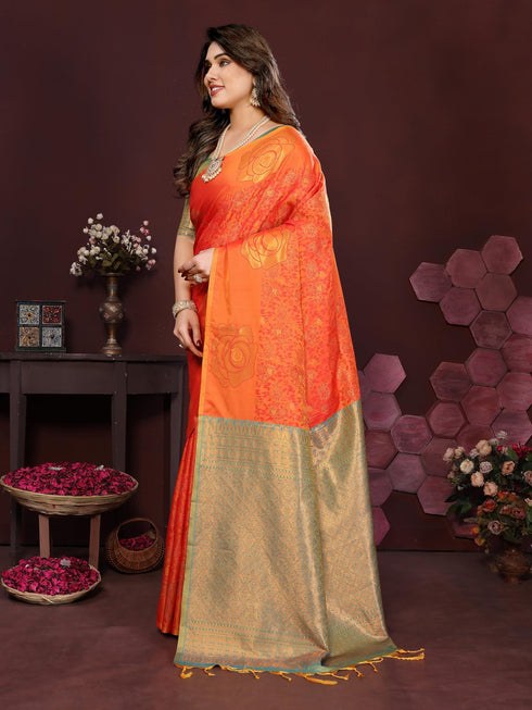 Vasthrlay Kanchipuram Saree Soft Silk Seagreen