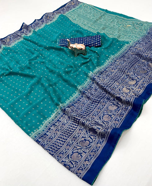 Vasthrlay Georgette Contrast Darkblue