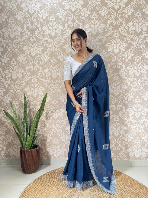 Vasthrlay Georgette Embellishments Embroidered Traditional