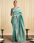 Vasthrlay Womens Banarasi Jacquard Mint Green Saree With Unstitched Blouse Piece