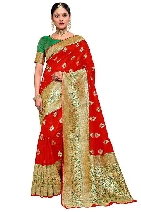 Vasthrlay Banarasi Blouse Red Ethnic Wear