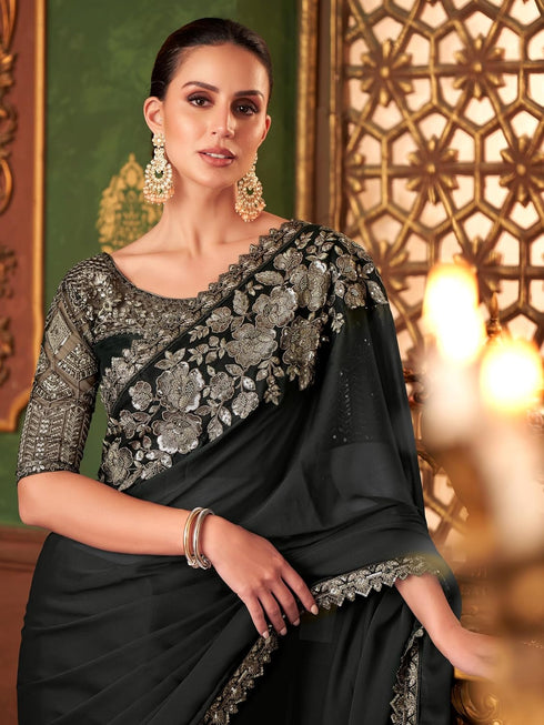 Vasthrlay Chiffon Embroidery Unstitched Purple Ethnic Wear