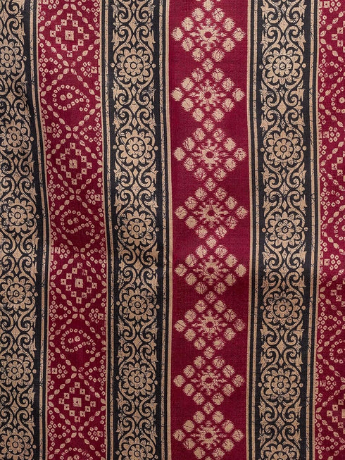 Vasthrlay Bandhani Printed Unstitched Black Saree