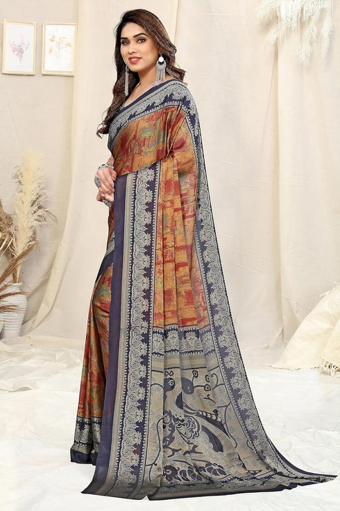 Vasthrlay Fashion Georgette Kalmkari Mehandi Ethnic Wear