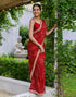 Vasthrlay Bandhani Embroidery Unstitched Red Saree