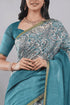 Vasthrlay Off White2 Paisley Printed Linen Saree With Unstitched Blouse Piece