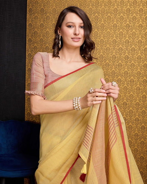 Vasthrlay Women's Cotton Unstitched Blouse Saree