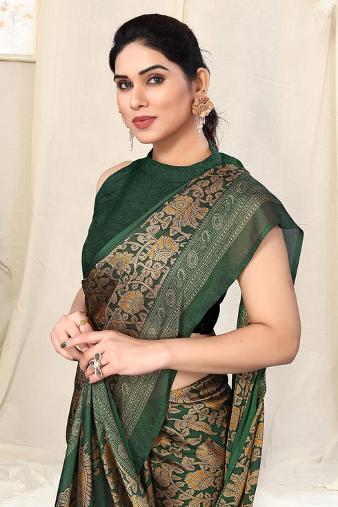 Vasthrlay Fashion Georgette Kalmkari Mehandi Ethnic Wear