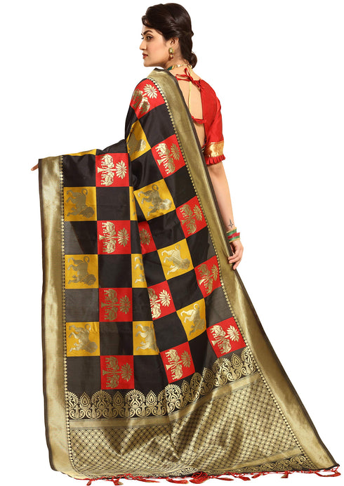 Vasthrlay Banarasi Printed Unstitched Saree