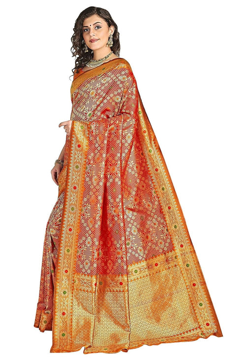Vasthrlay Banarasi Gs Bandhani Red Ethnic Wear