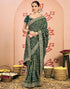 Vasthrlay Georgette Embroidery Unstitched Dark Green Saree
