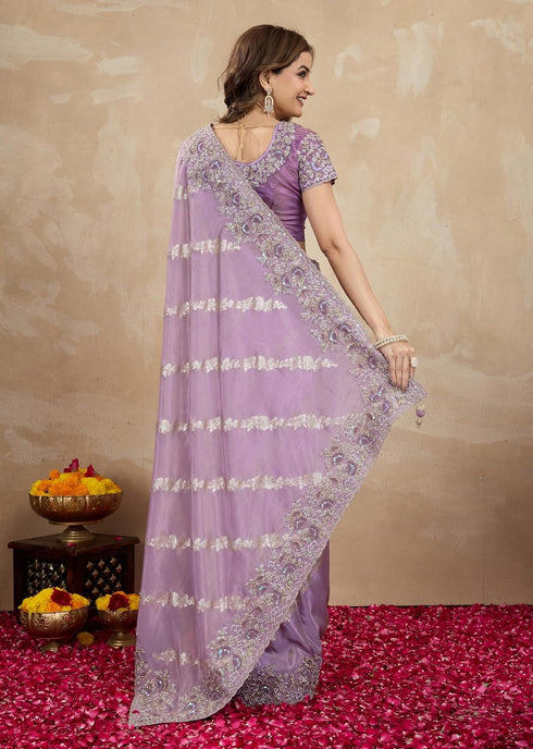 Vasthrlay Jacquard Embroidery Unstitched Purple Ethnic Wear