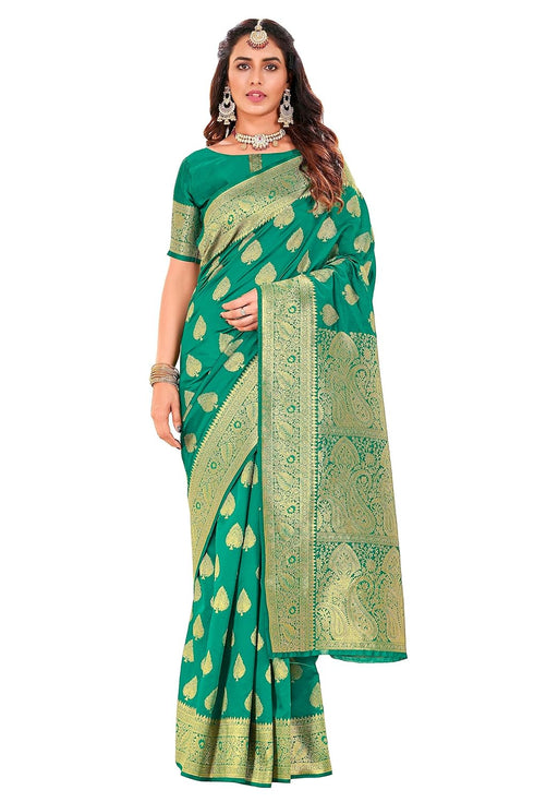 Vasthrlay Banarasi Green Ethnic Wear